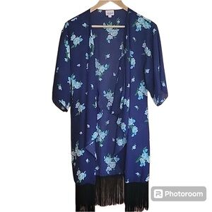 Lularoe fringe kimono blue size small